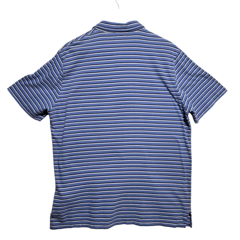 Polo Ralph Lauren Mens Size Large Blue‎ White Striped Collared Shirt Pony Pocket